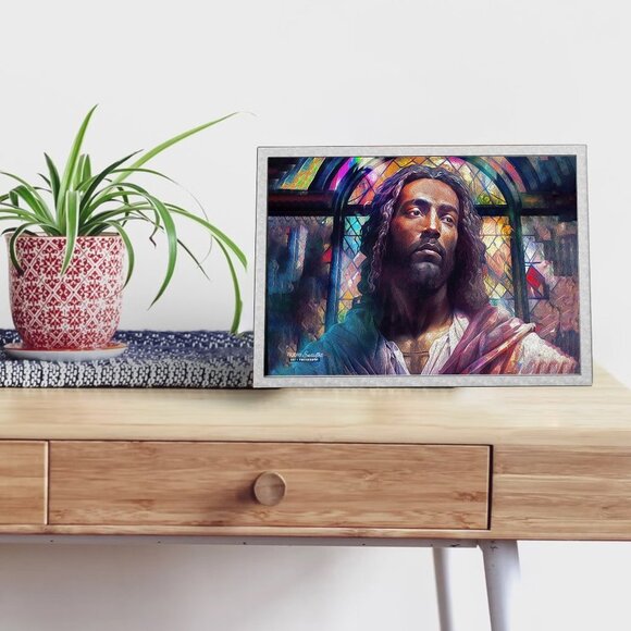 4x6 Jesus Stained Glass Religious Christian Art Watercolor Oil Painting Print - Picture 6 of 6